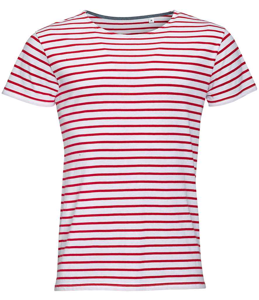 SOL'S Miles Striped T-Shirt - White/Red