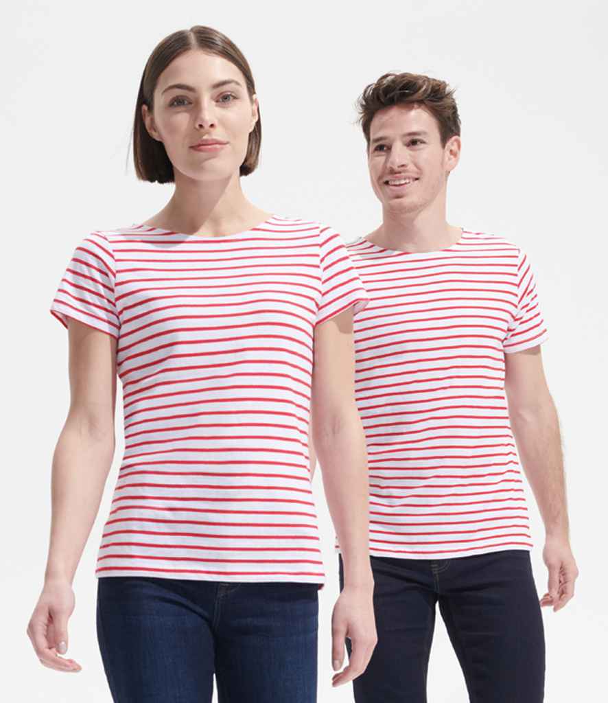 SOL'S Miles Striped T-Shirt - White/Red