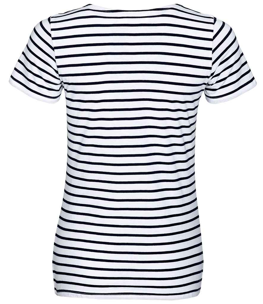 SOL'S Ladies Miles Striped T-Shirt - White/Navy