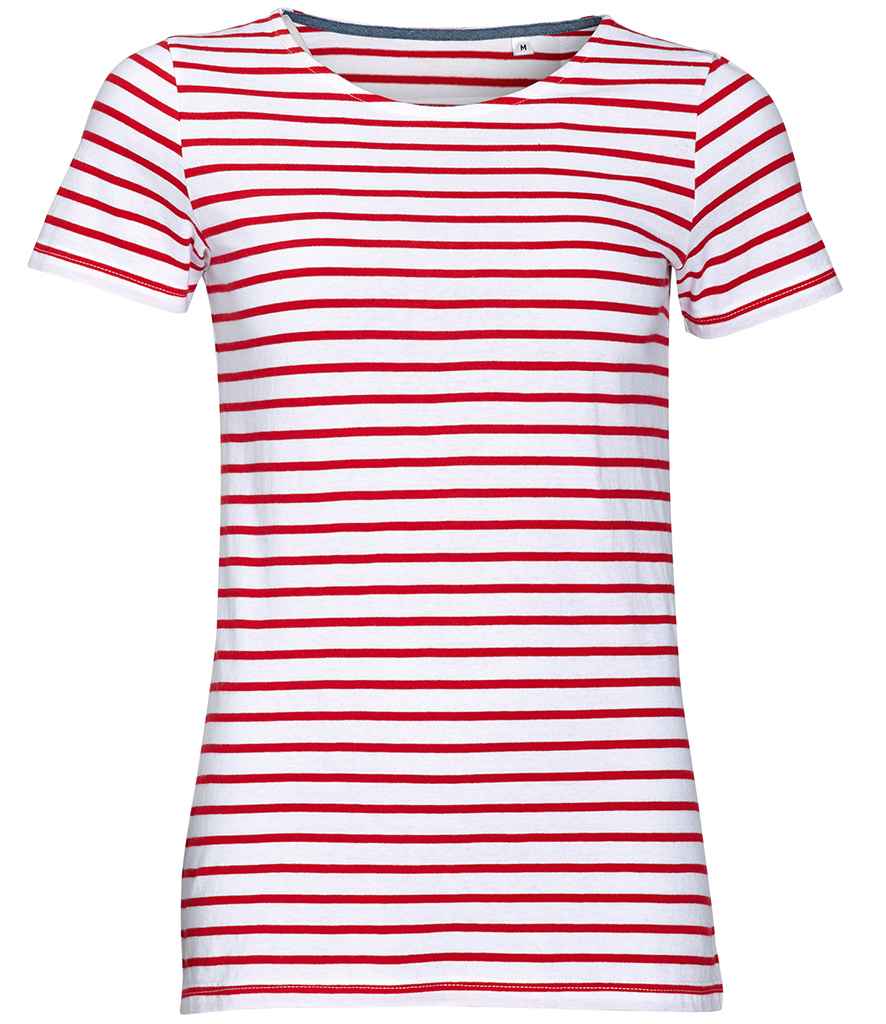 SOL'S Ladies Miles Striped T-Shirt - White/Red