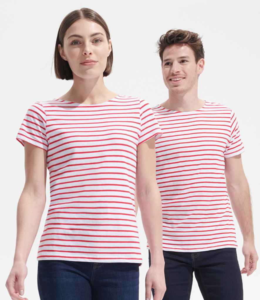 SOL'S Ladies Miles Striped T-Shirt - White/Red