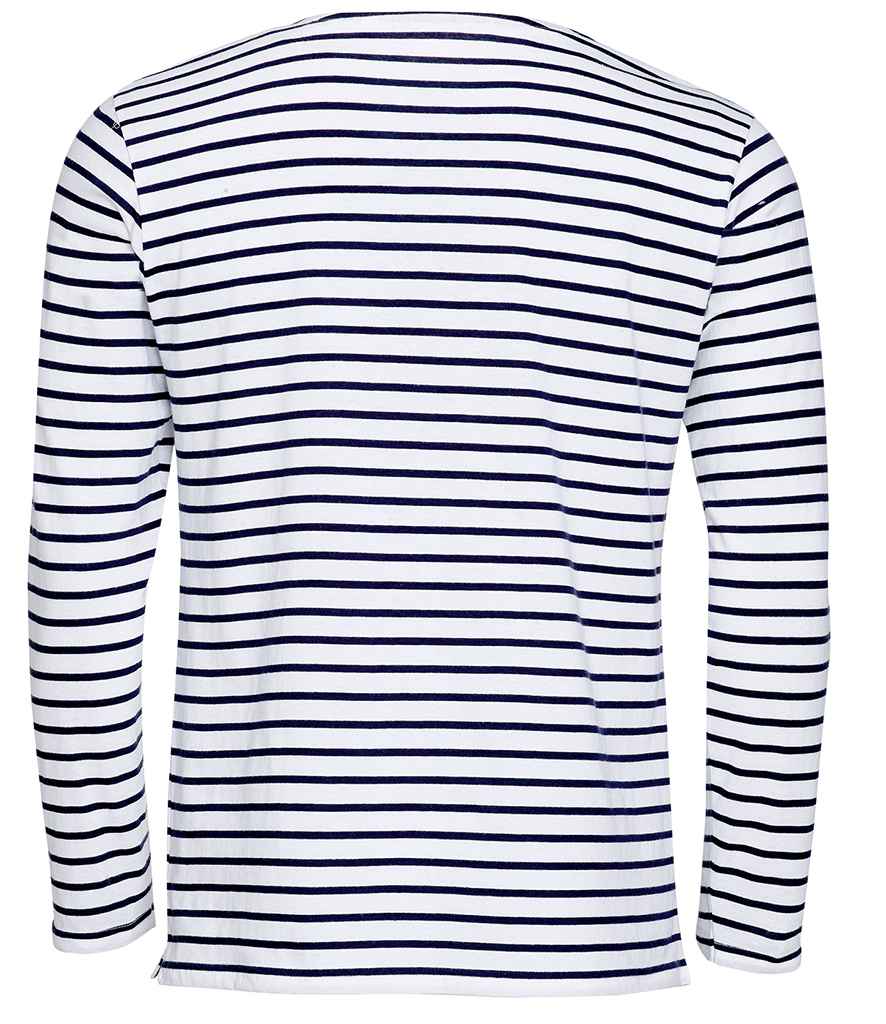 SOL'S Marine Long Sleeve Striped T-Shirt - White/Navy