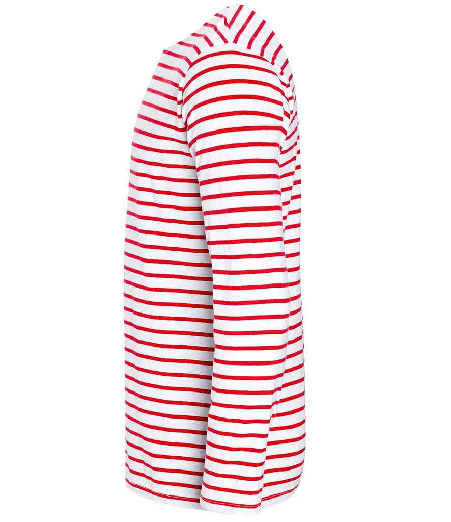 SOL'S Marine Long Sleeve Striped T-Shirt - White/Red