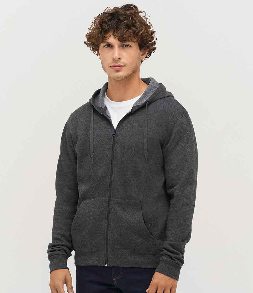 SOL'S Stone Zip Hooded Sweatshirt - Charcoal Marl