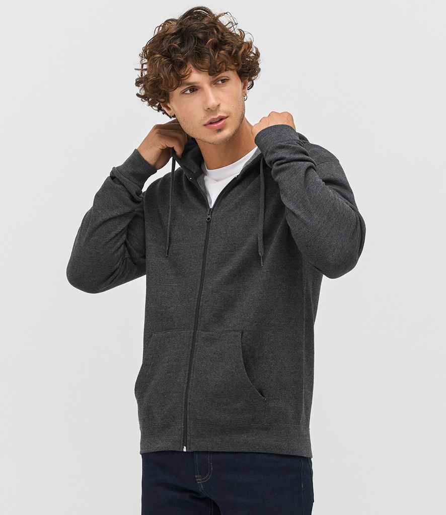 SOL'S Stone Zip Hooded Sweatshirt - Charcoal Marl