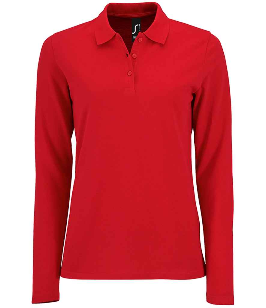SOL'S Ladies Perfect Long Sleeve Piqué Polo Shirt - Red