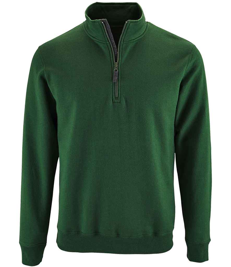 SOL'S Stan Contrast Zip Neck Sweatshirt - Bottle Green