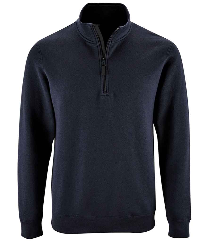 SOL'S Stan Contrast Zip Neck Sweatshirt - French Navy