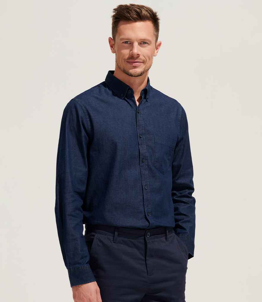 SOL'S Barry Long Sleeve Denim Shirt - Denim Brut