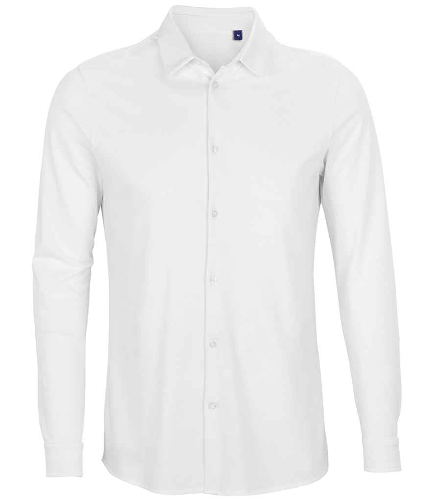 NEOBLU Basile Organic Cotton Long Sleeve Piqué Shirt - Optic White