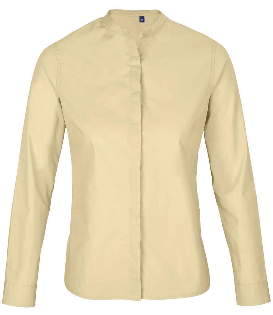 NEOBLU Ladies Bart Mao Collar Long Sleeve Poplin Shirt - Beige