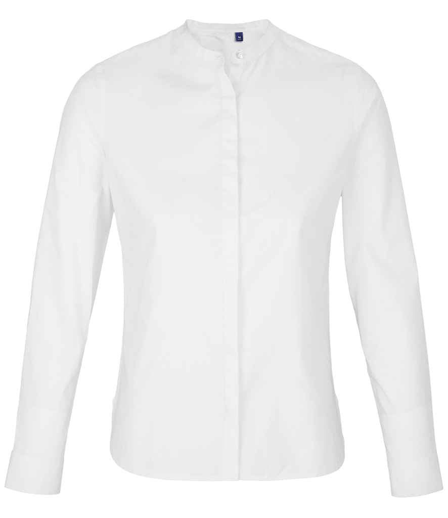 NEOBLU Ladies Bart Mao Collar Long Sleeve Poplin Shirt - Optic White
