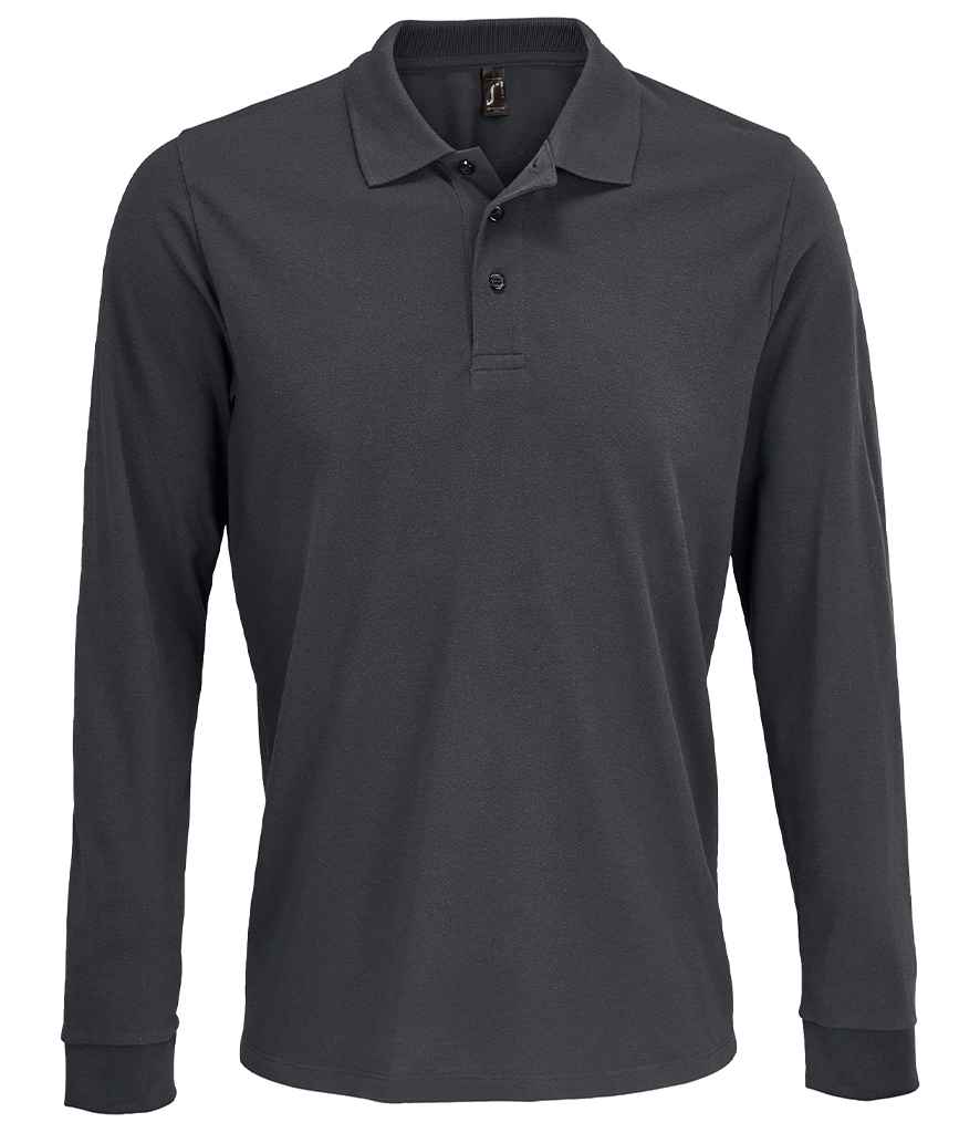SOL'S Unisex Prime Long Sleeve Piqué Polo Shirt - Dark Grey