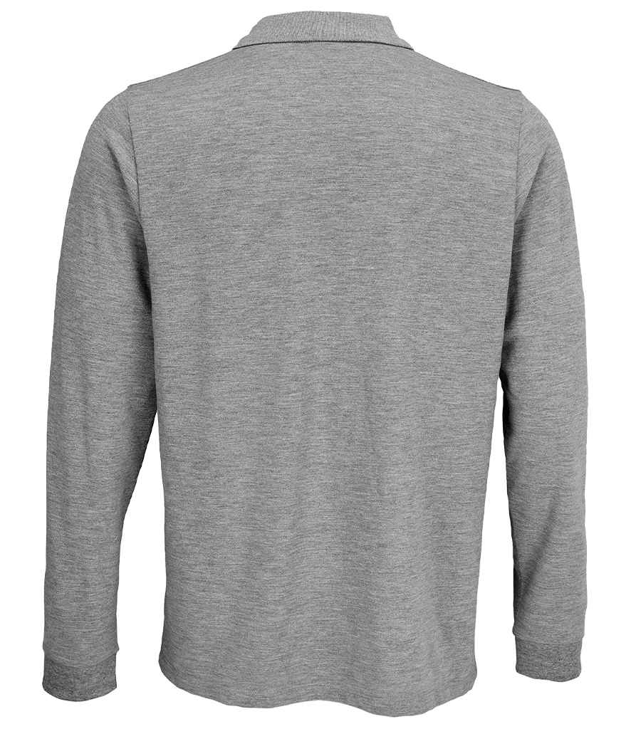 SOL'S Unisex Prime Long Sleeve Piqué Polo Shirt - Grey Marl