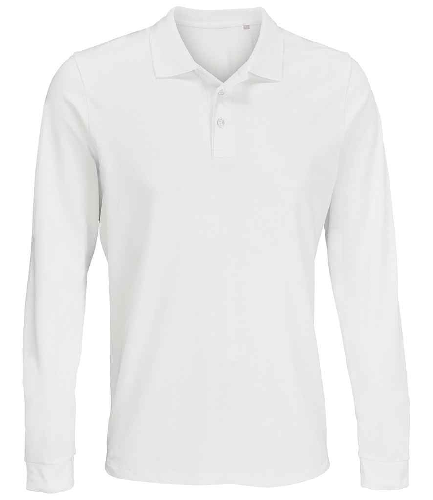 SOL'S Unisex Prime Long Sleeve Piqué Polo Shirt - White