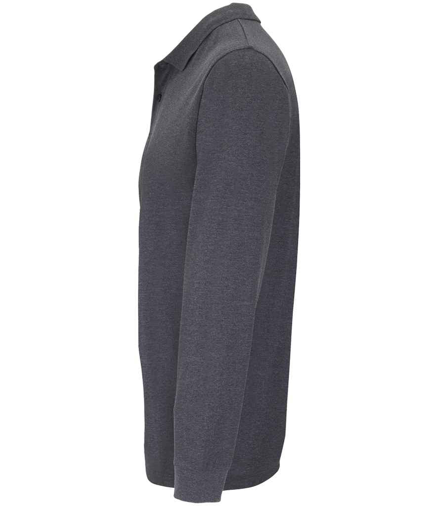 SOL'S Unisex Planet Long Sleeve Piqué Polo Shirt - Charcoal Marl