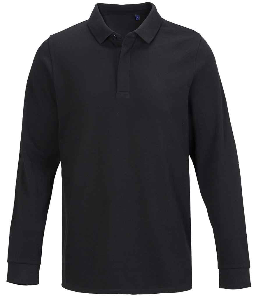 NEOBLU Owen Long Sleeve Piqué Polo Shirt - Deep Black