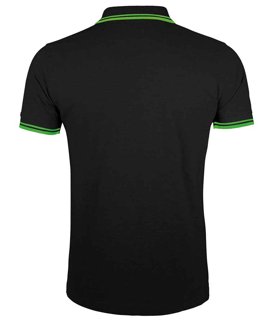 SOL'S Pasadena Tipped Cotton Piqué Polo Shirt - Black/Lime Green