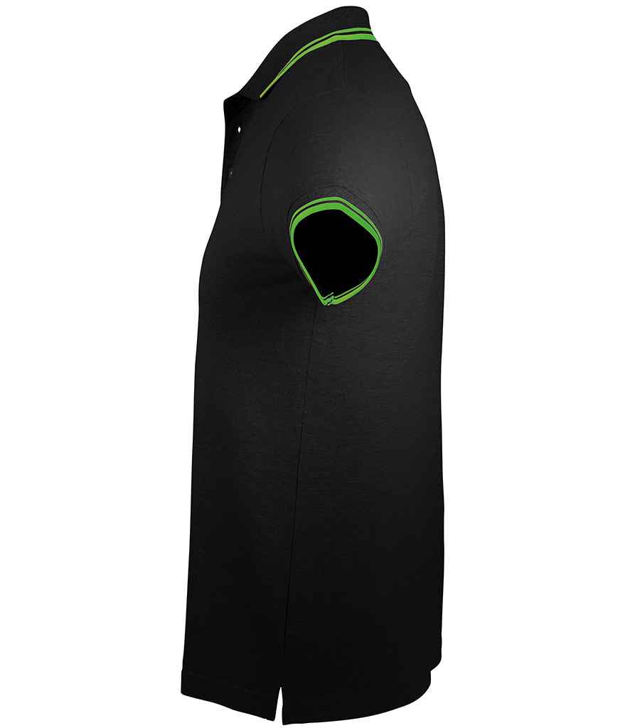 SOL'S Pasadena Tipped Cotton Piqué Polo Shirt - Black/Lime Green