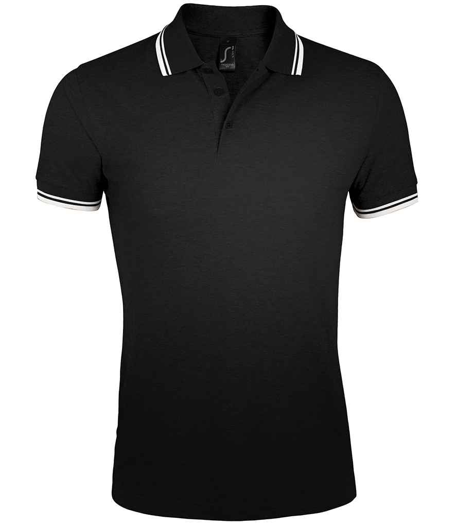 SOL'S Pasadena Tipped Cotton Piqué Polo Shirt - Black/White