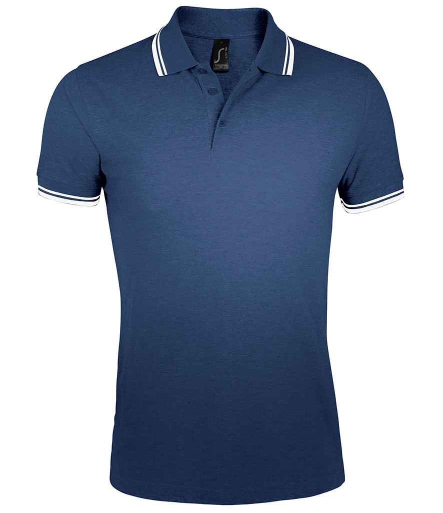 SOL'S Pasadena Tipped Cotton Piqué Polo Shirt - French Navy/White