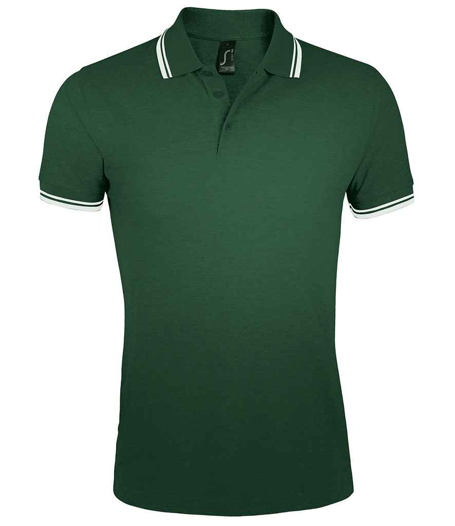 SOL'S Pasadena Tipped Cotton Piqué Polo Shirt - Forest Green/White