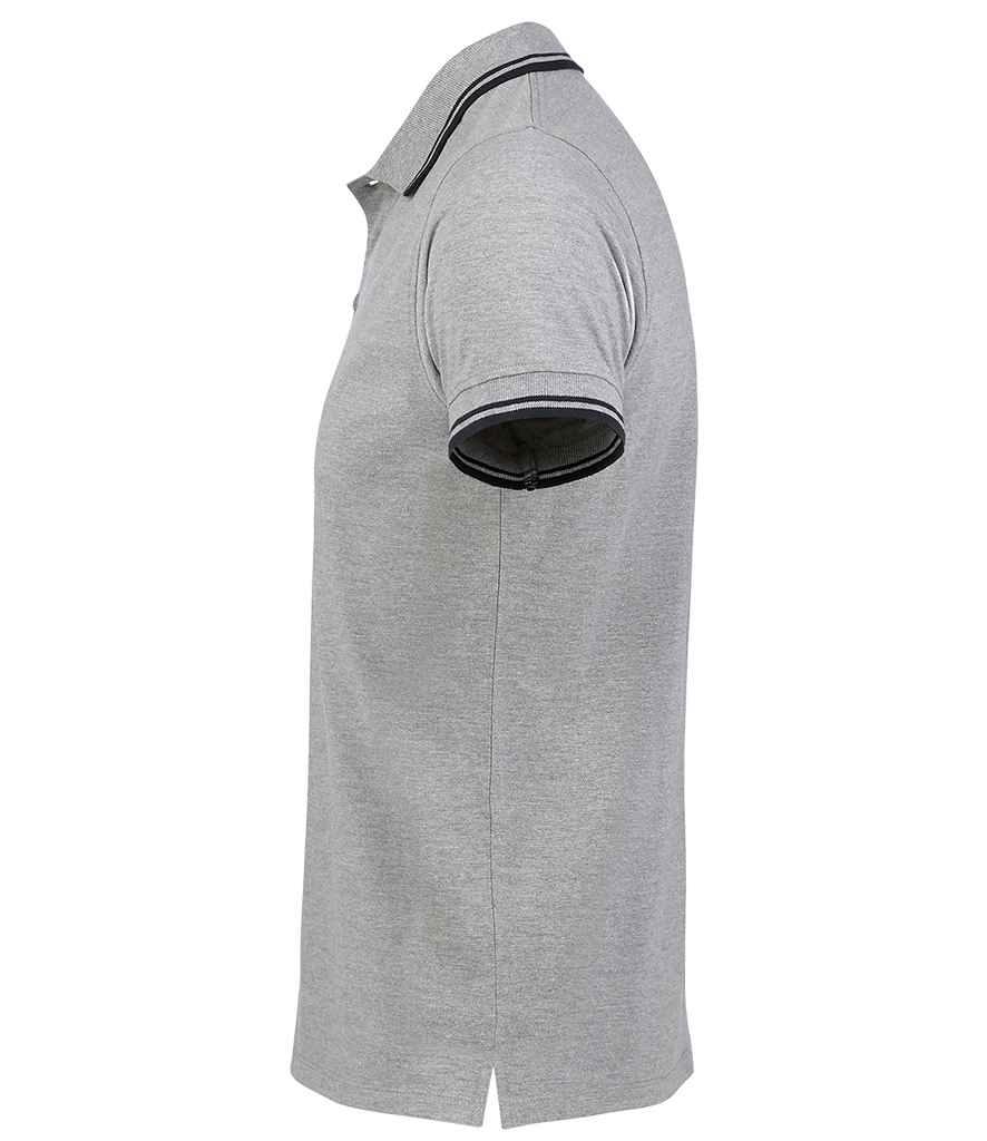 SOL'S Pasadena Tipped Cotton Piqué Polo Shirt - Heather Grey/Navy