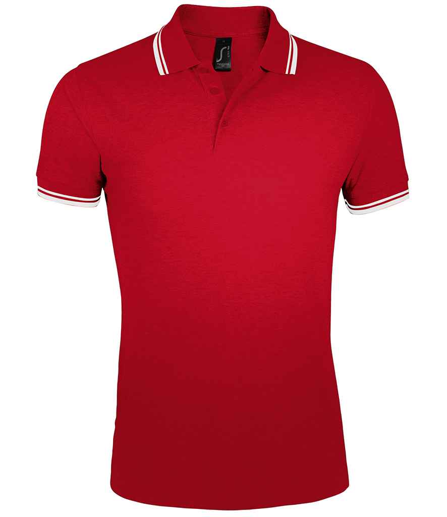 SOL'S Pasadena Tipped Cotton Piqué Polo Shirt - Red/White