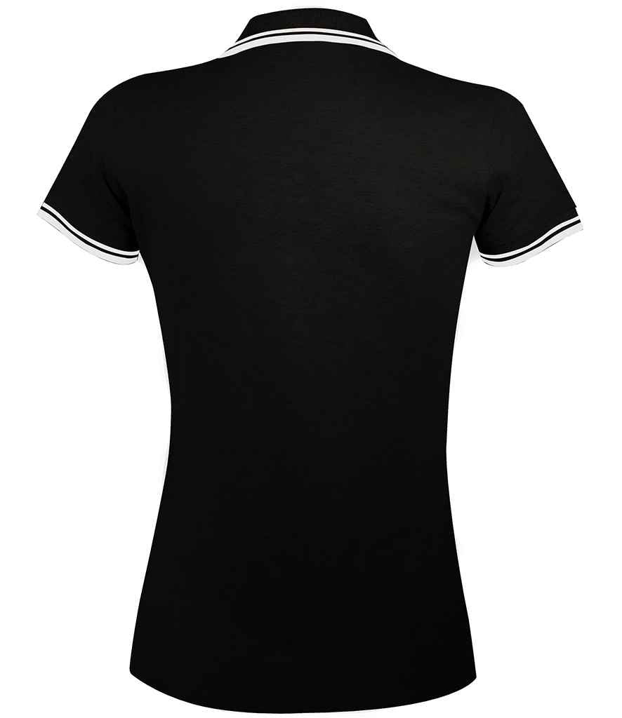 SOL'S Ladies Pasadena Tipped Cotton Piqué Polo Shirt - Black/White