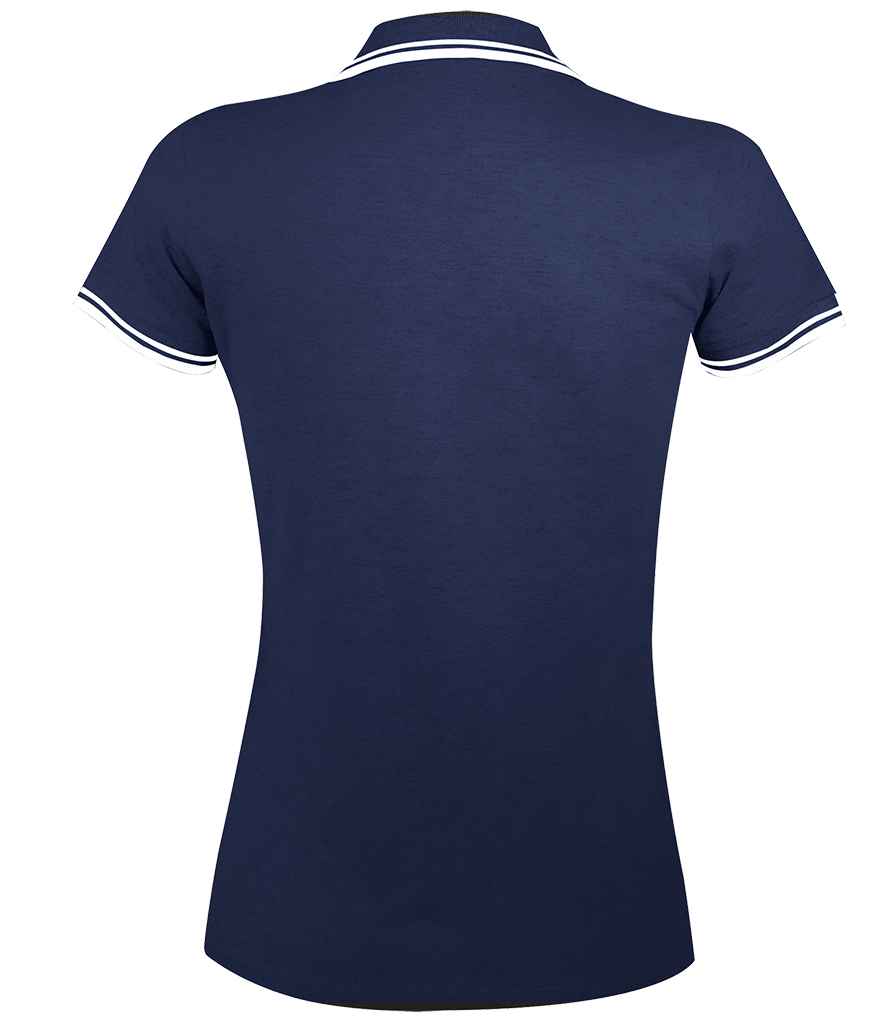 SOL'S Ladies Pasadena Tipped Cotton Piqué Polo Shirt - French Navy/White