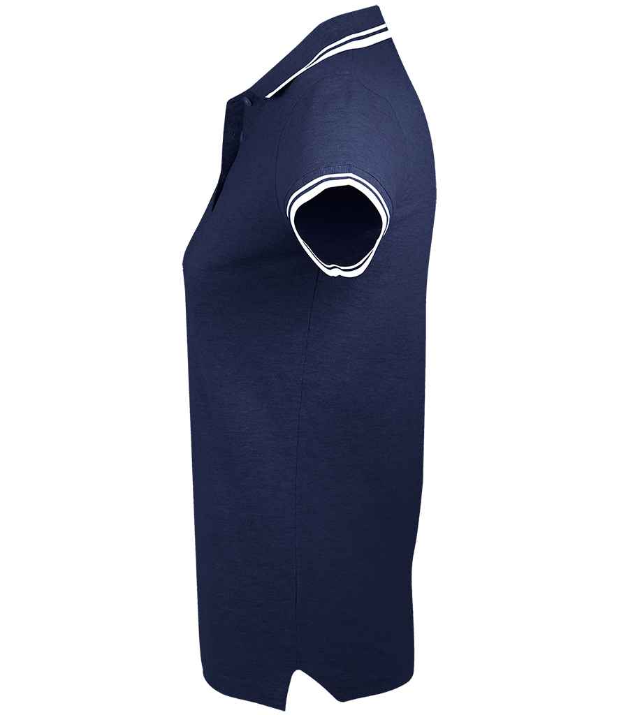 SOL'S Ladies Pasadena Tipped Cotton Piqué Polo Shirt - French Navy/White