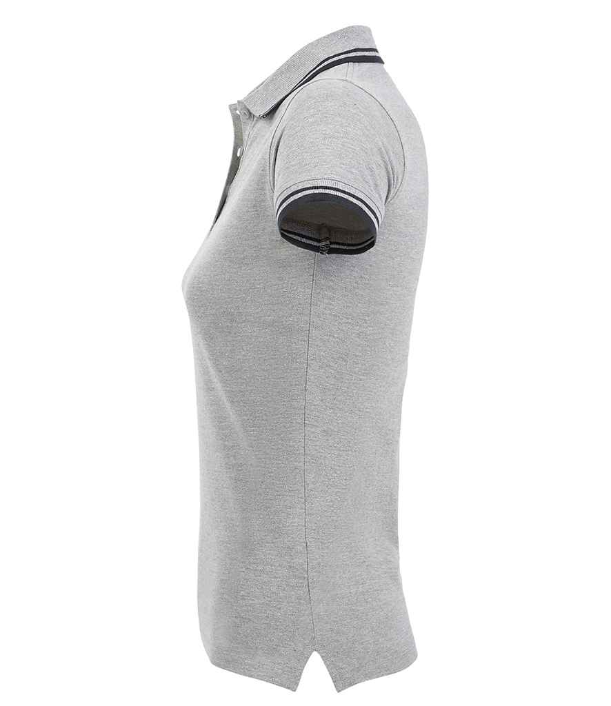 SOL'S Ladies Pasadena Tipped Cotton Piqué Polo Shirt - Heather Grey/Navy