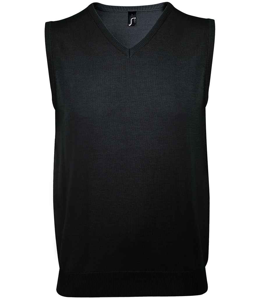 SOL'S Unisex Gentlemen Sleeveless Cotton Acrylic V Neck Sweater - Black