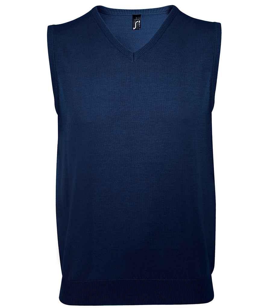 SOL'S Unisex Gentlemen Sleeveless Cotton Acrylic V Neck Sweater - Navy
