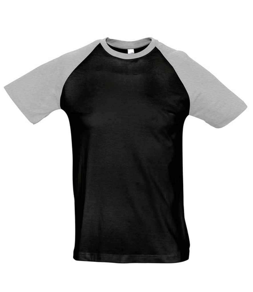 SOL'S Funky Contrast Baseball T-Shirt - Black/Grey