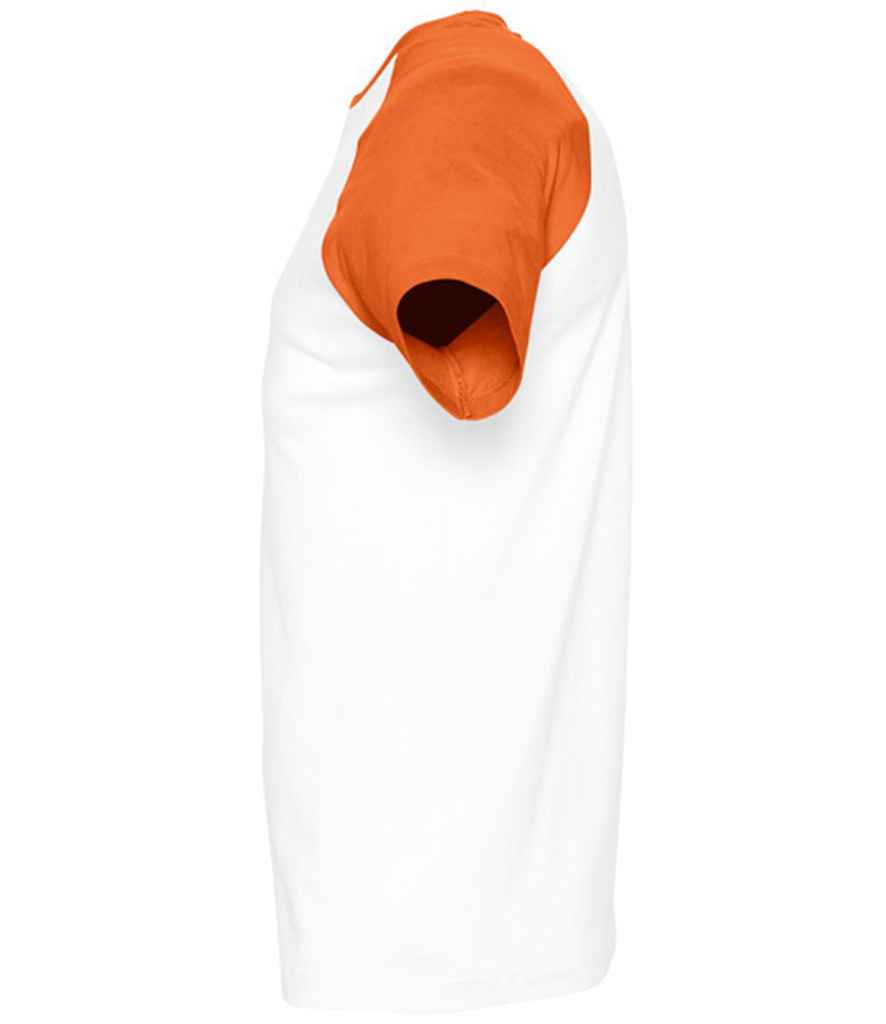 SOL'S Funky Contrast Baseball T-Shirt - White/Orange
