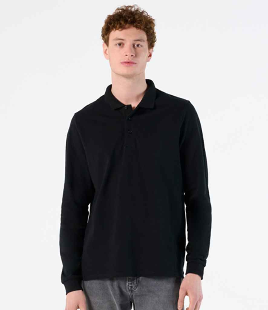 SOL'S Winter II Long Sleeve Cotton Piqué Polo Shirt - Black