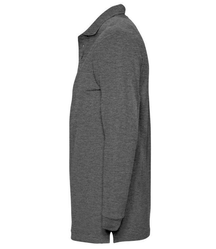 SOL'S Winter II Long Sleeve Cotton Piqué Polo Shirt - Charcoal Marl