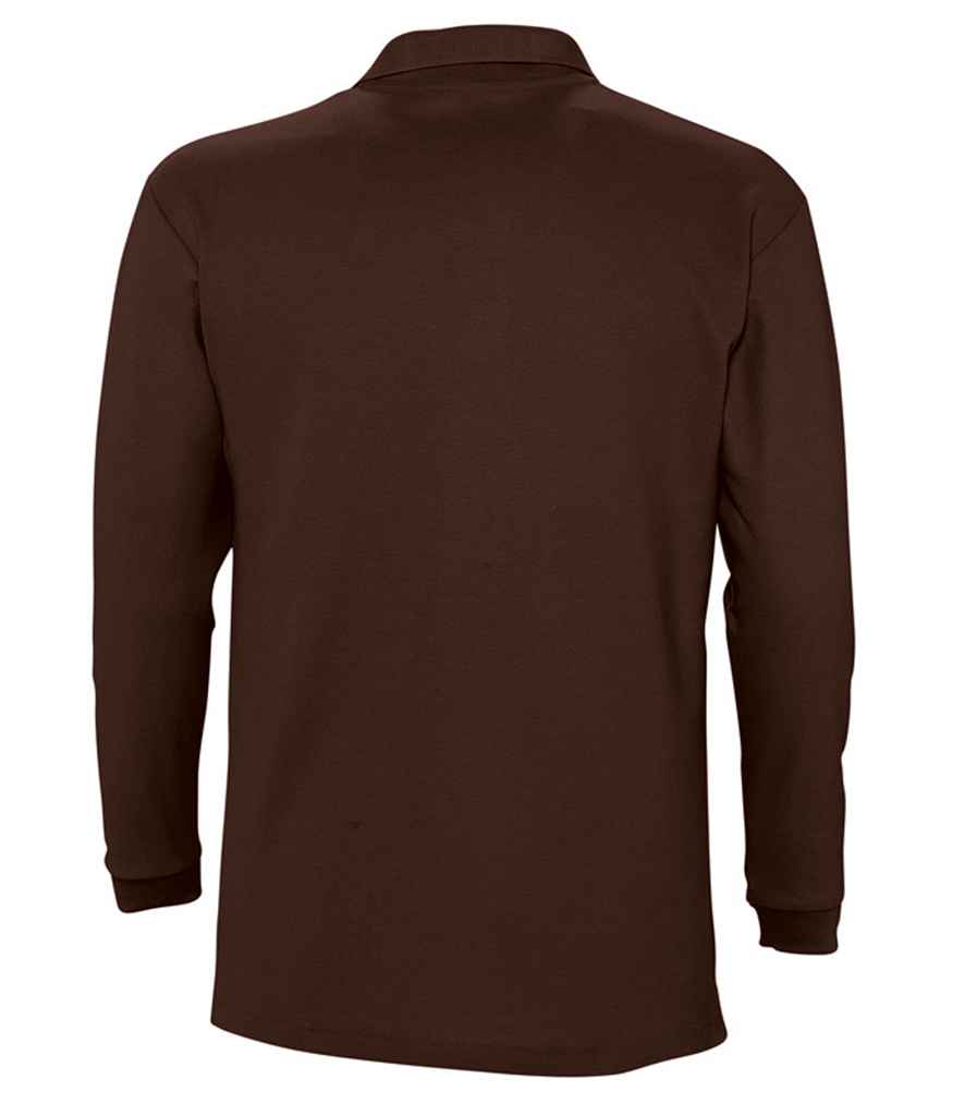 SOL'S Winter II Long Sleeve Cotton Piqué Polo Shirt - Chocolate