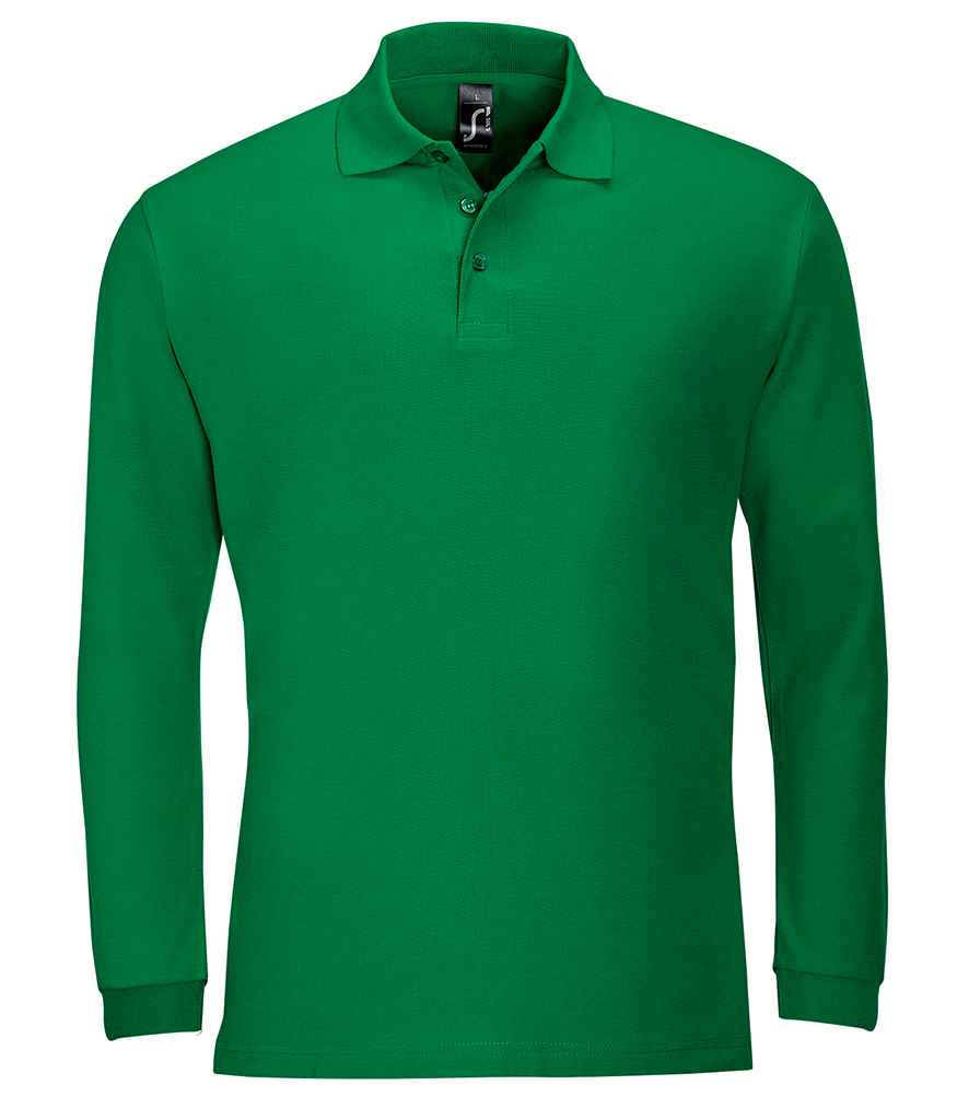 SOL'S Winter II Long Sleeve Cotton Piqué Polo Shirt - Kelly Green