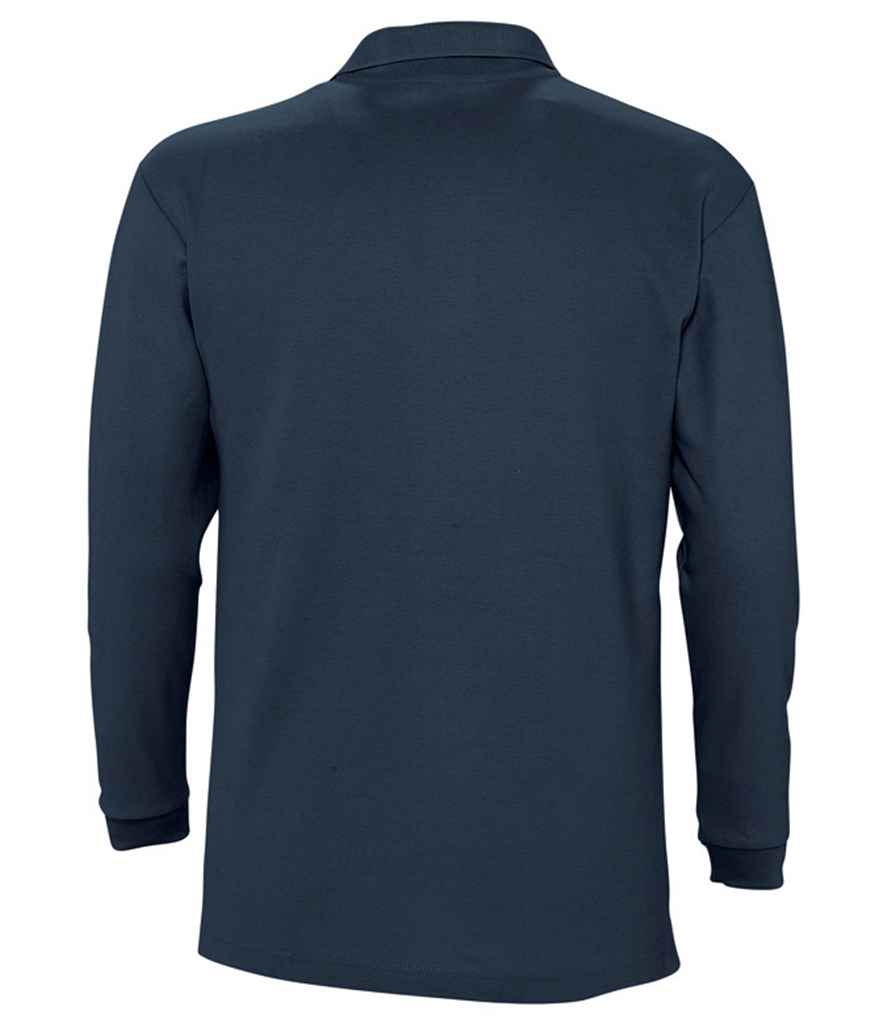SOL'S Winter II Long Sleeve Cotton Piqué Polo Shirt - Navy