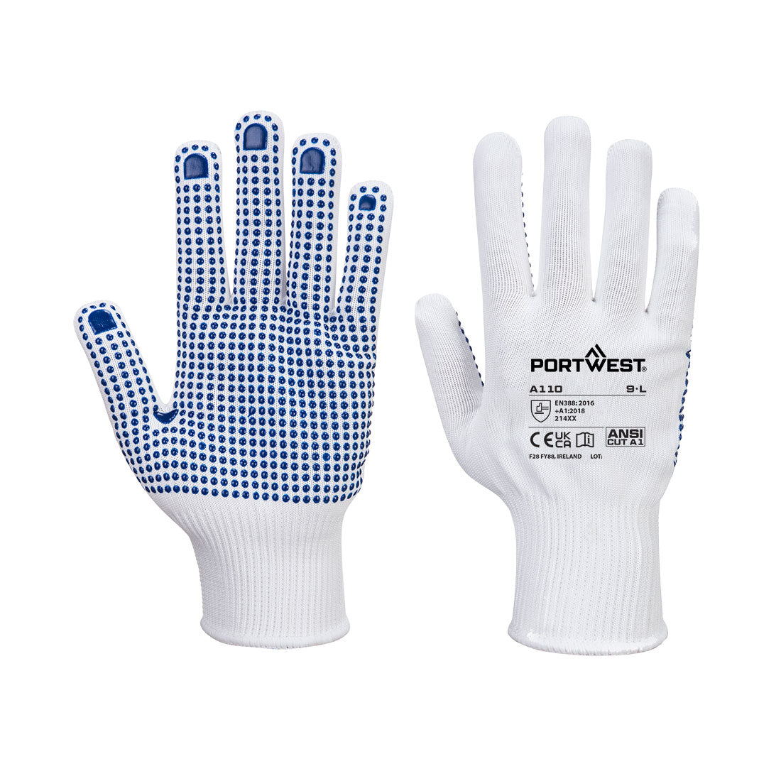 Grip 13 PVC Dotted Glove - White/Blue