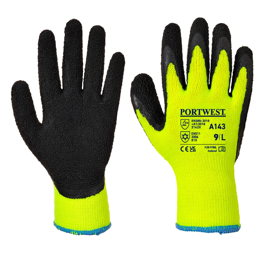 Cold 10 Latex Foam Glove - Yellow/Black