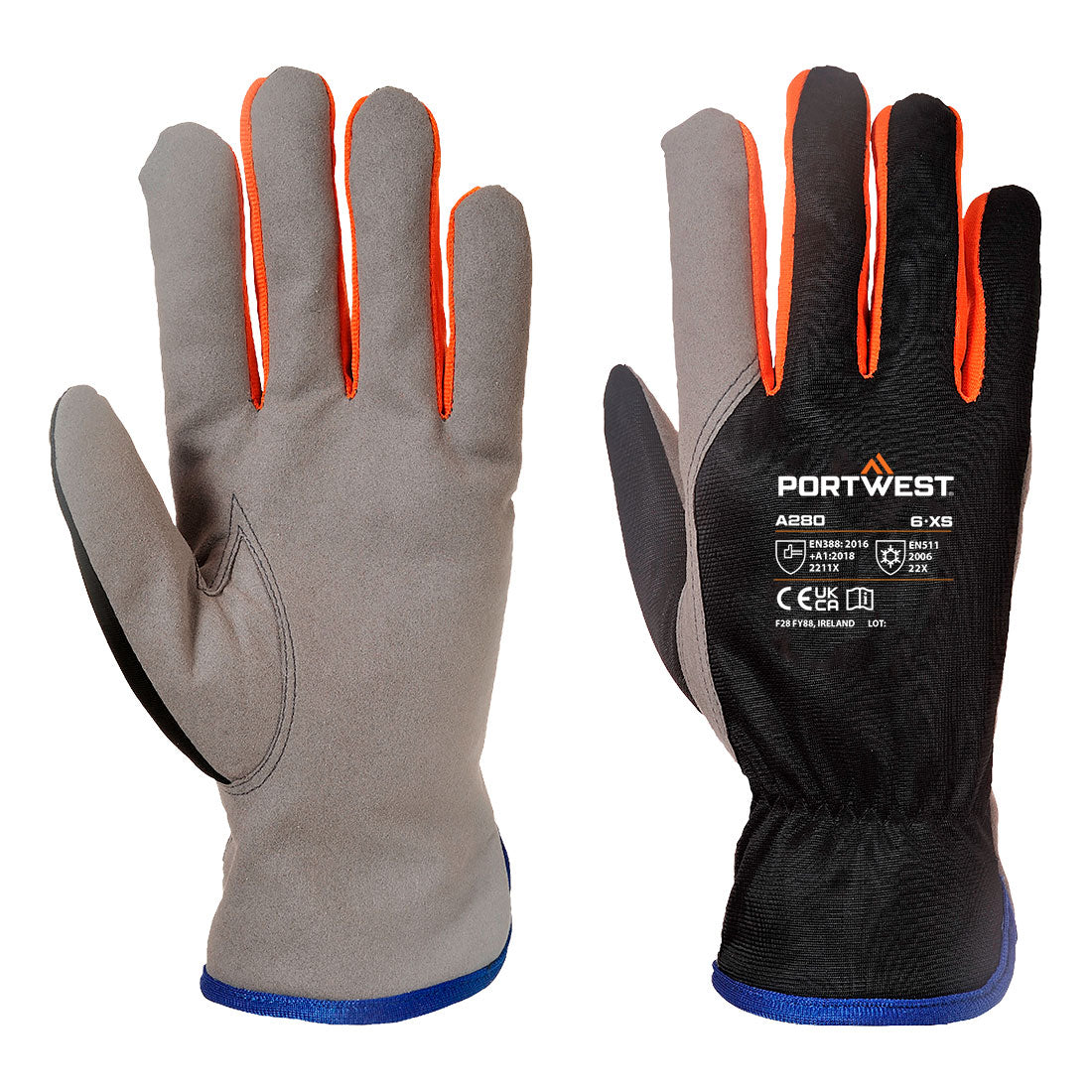 Cold 240 Synthetic Leather Mechanical Glove - Black/Orange