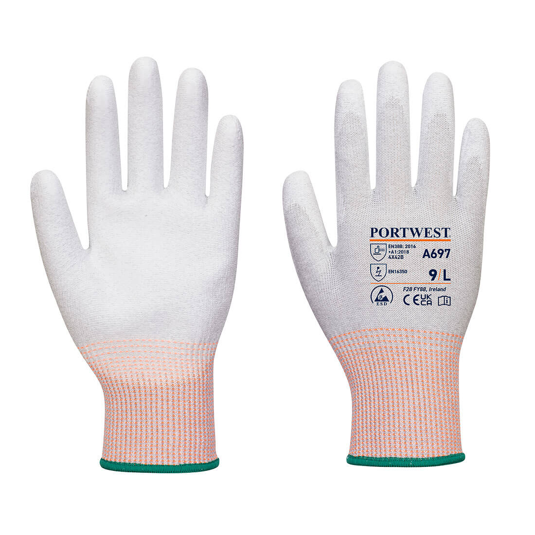 ESD Cut B13 PU Palm Glove (Pk12) - Grey/White
