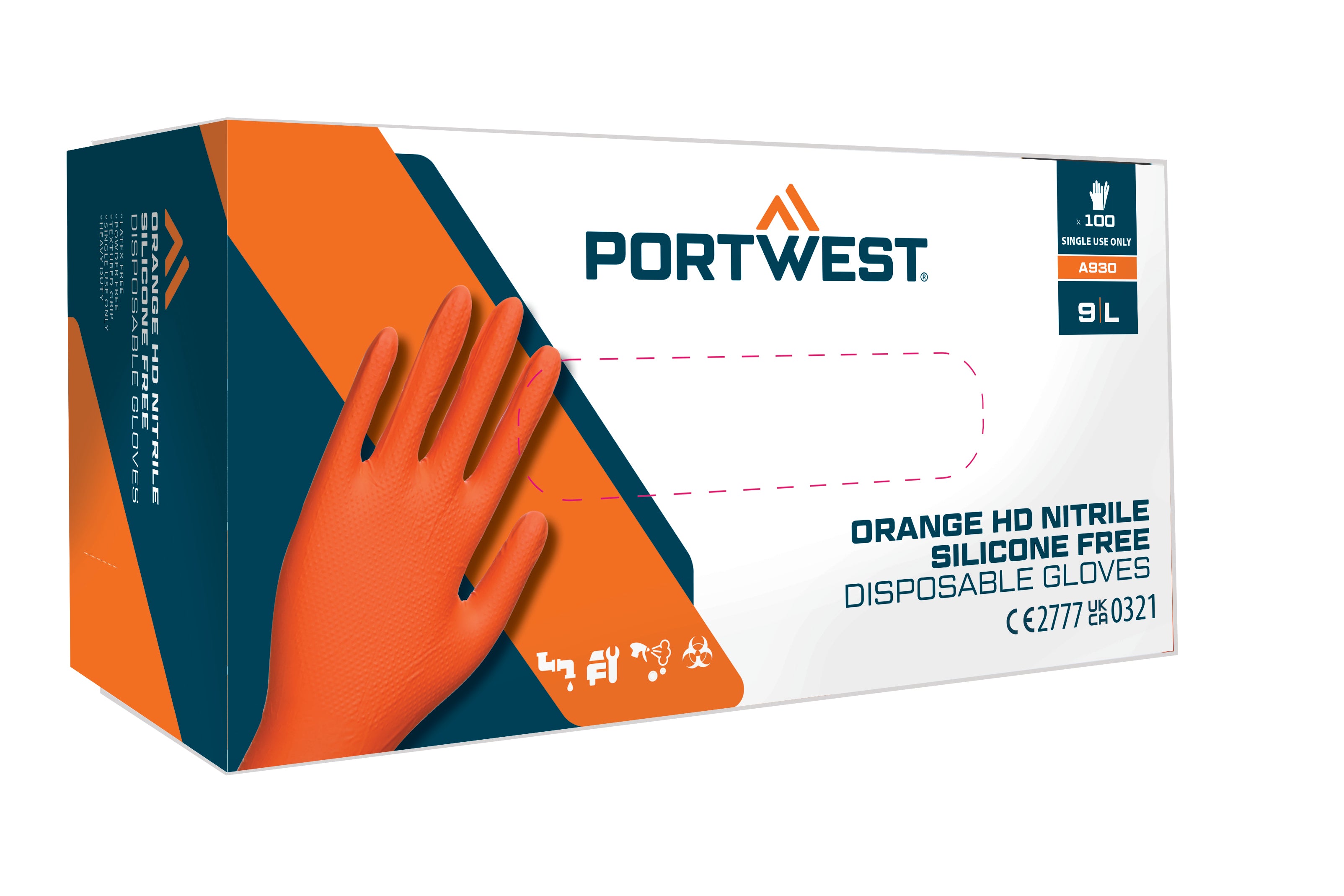 Disp 7 mil Disposable Glove (Pk100) - Orange