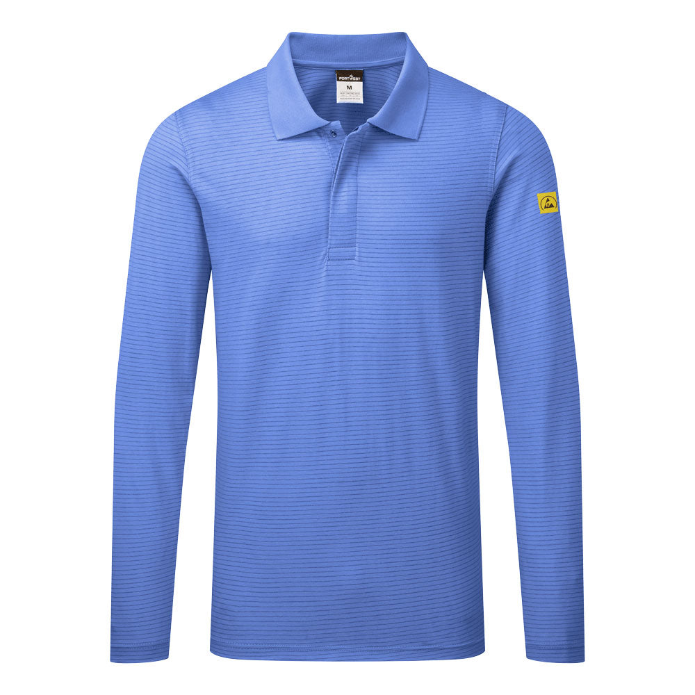 Anti-Static ESD Polo Shirt L/S - Hamilton Blue