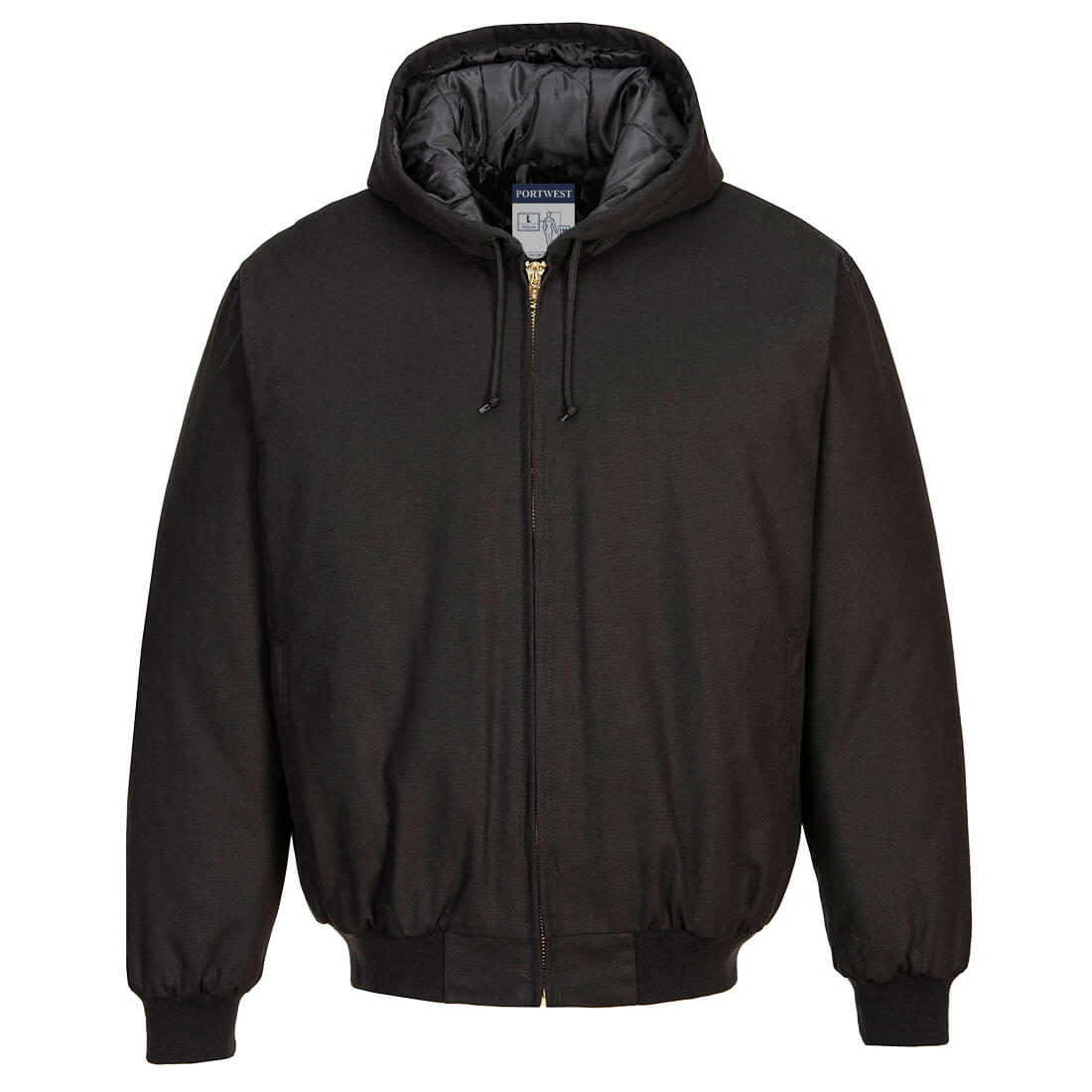 Duck Quilt Lined Hooded Jacket - Black
