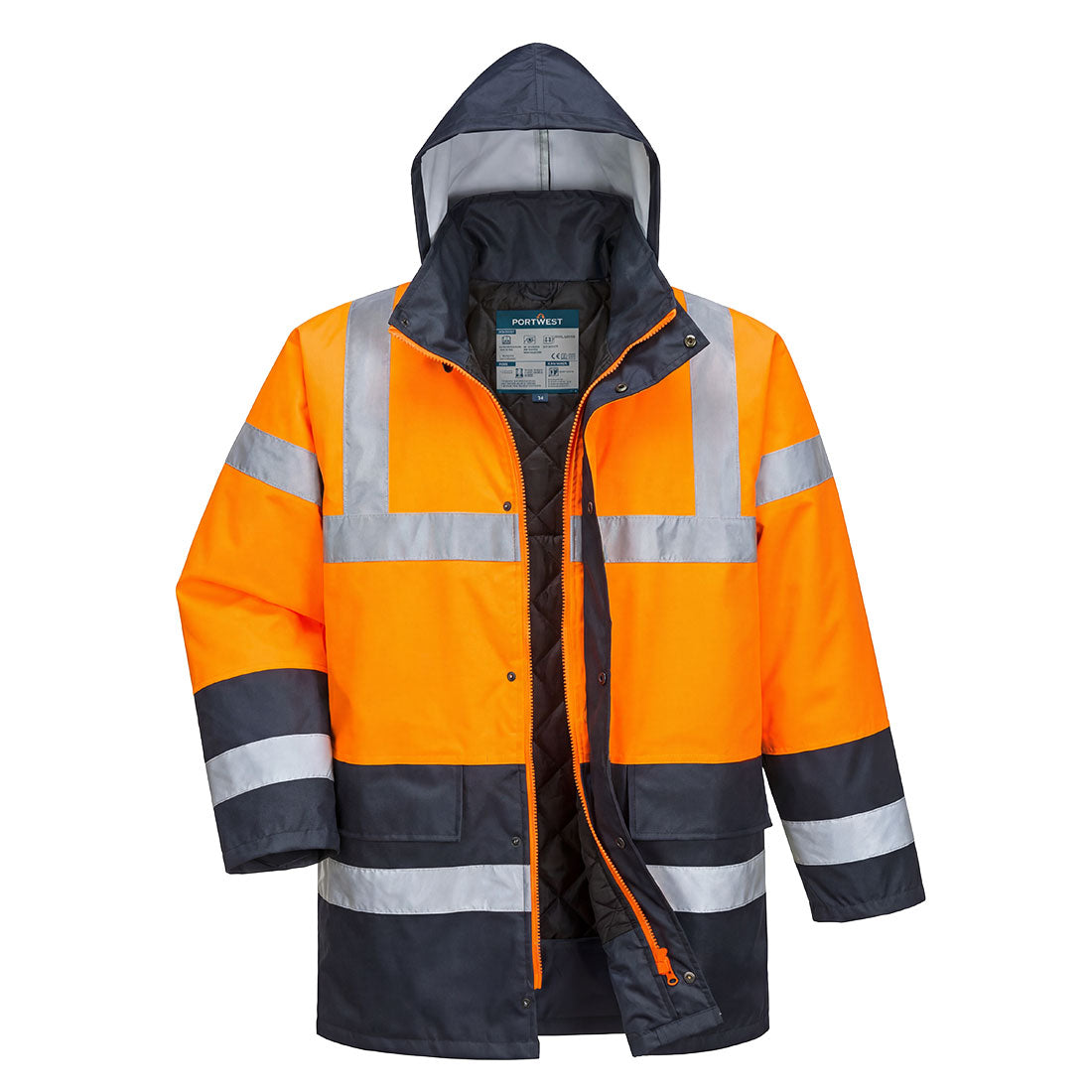 ES1 Essential Hi-Vis Contrast Winter Traffic Jacket - Orange/Navy
