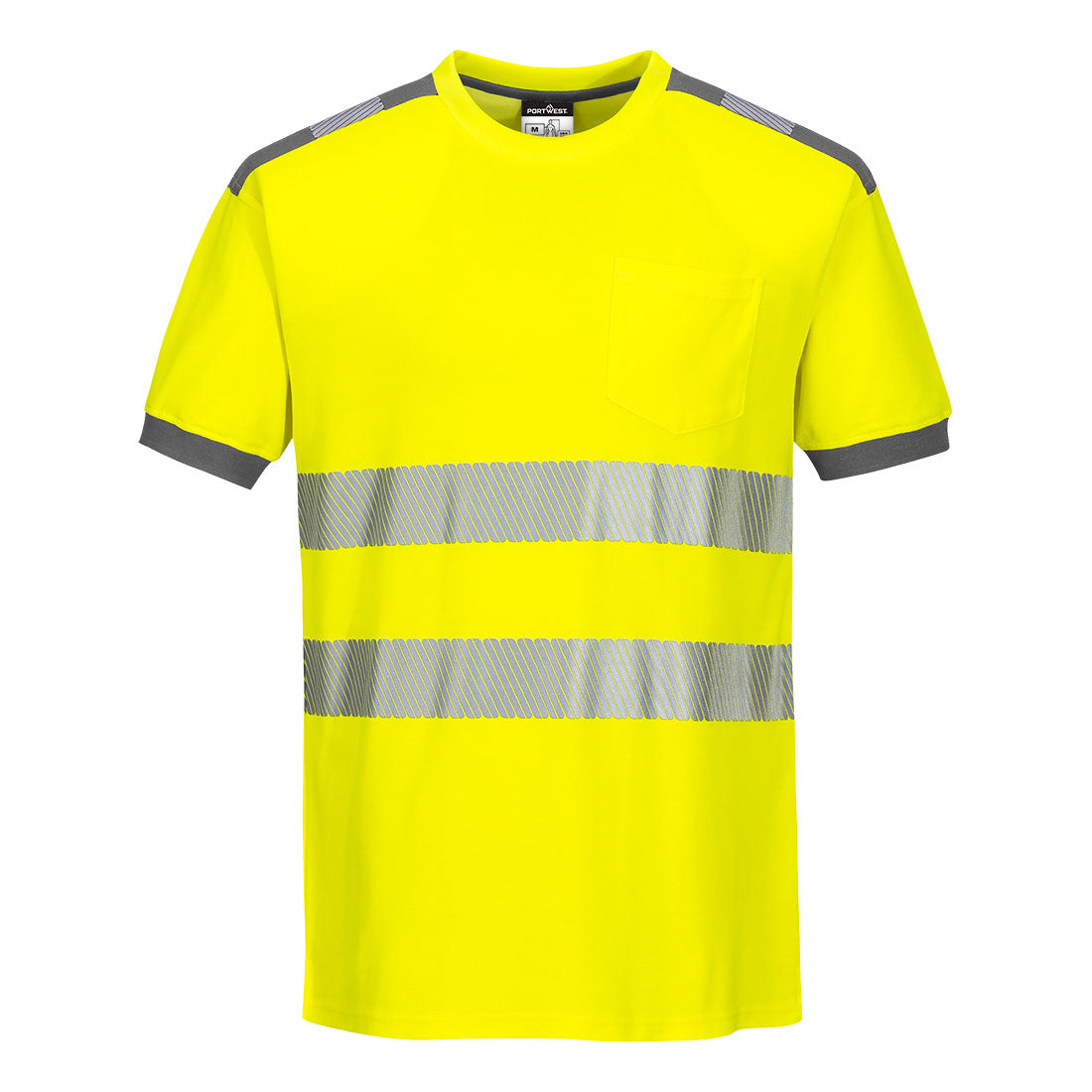PW3 Hi-Vis Cotton Comfort T-Shirt S/S - Yellow/Grey